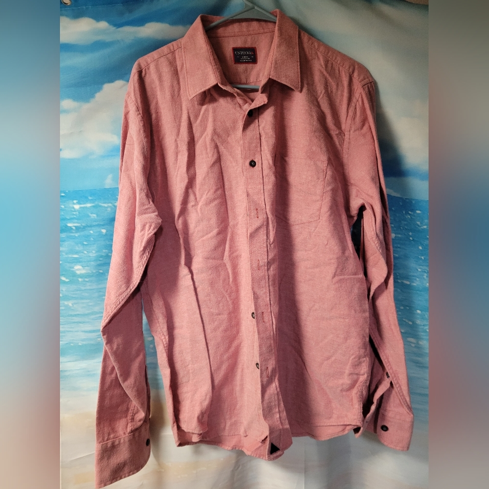 UNTUCKit Mens Cotton Button Down Shirt Red Size Largeโ